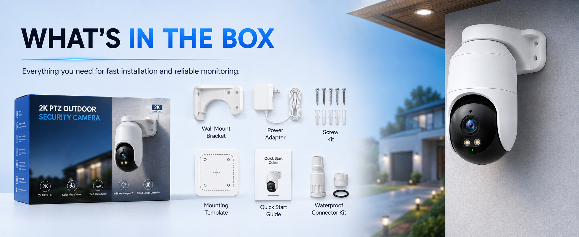 WHAT'S IN THE BOX 户外安全摄像头 A+ 视觉