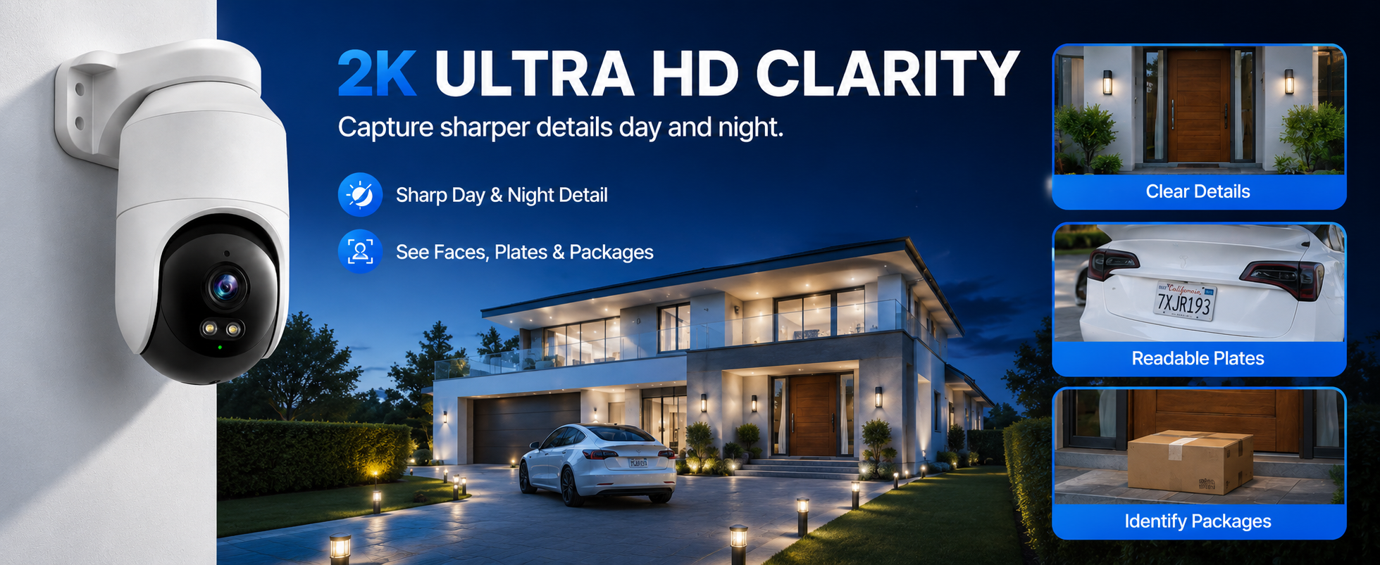 2K ULTRA HD CLARITY 户外安全摄像头 A+ 视觉