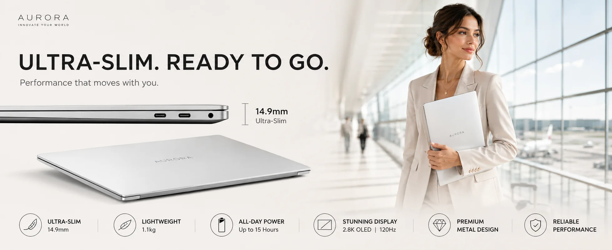 ULTRA-SLIM. READY TO GO. 轻薄笔记本 A+ 视觉