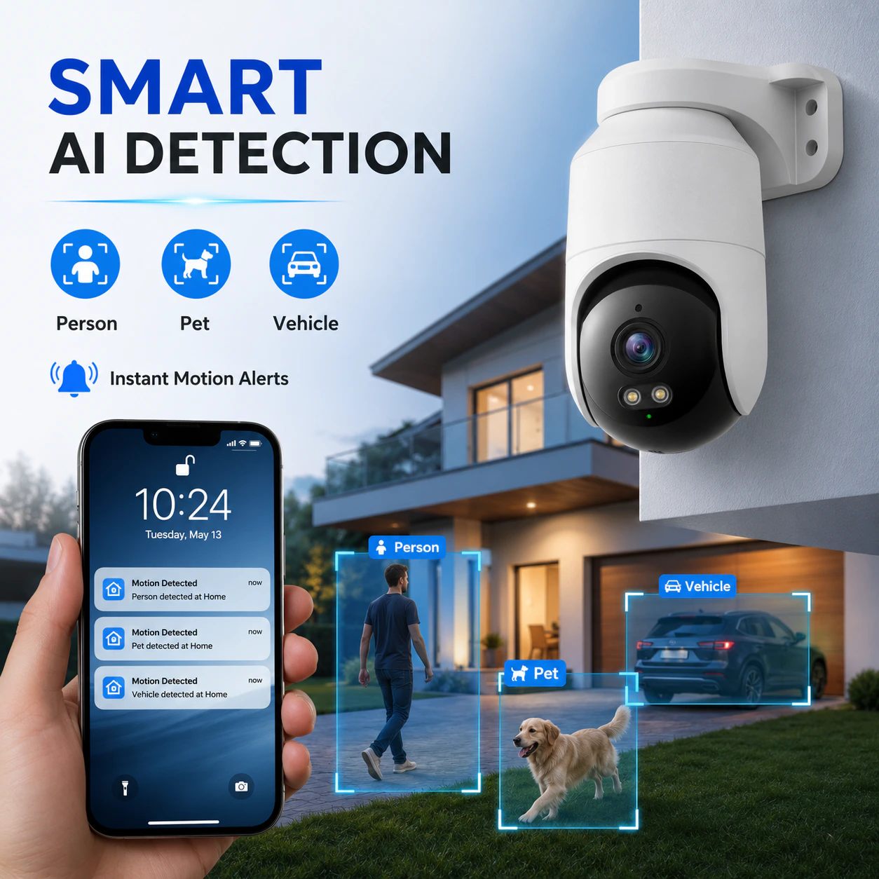 SMART AI DETECTION 摄像头功能主图