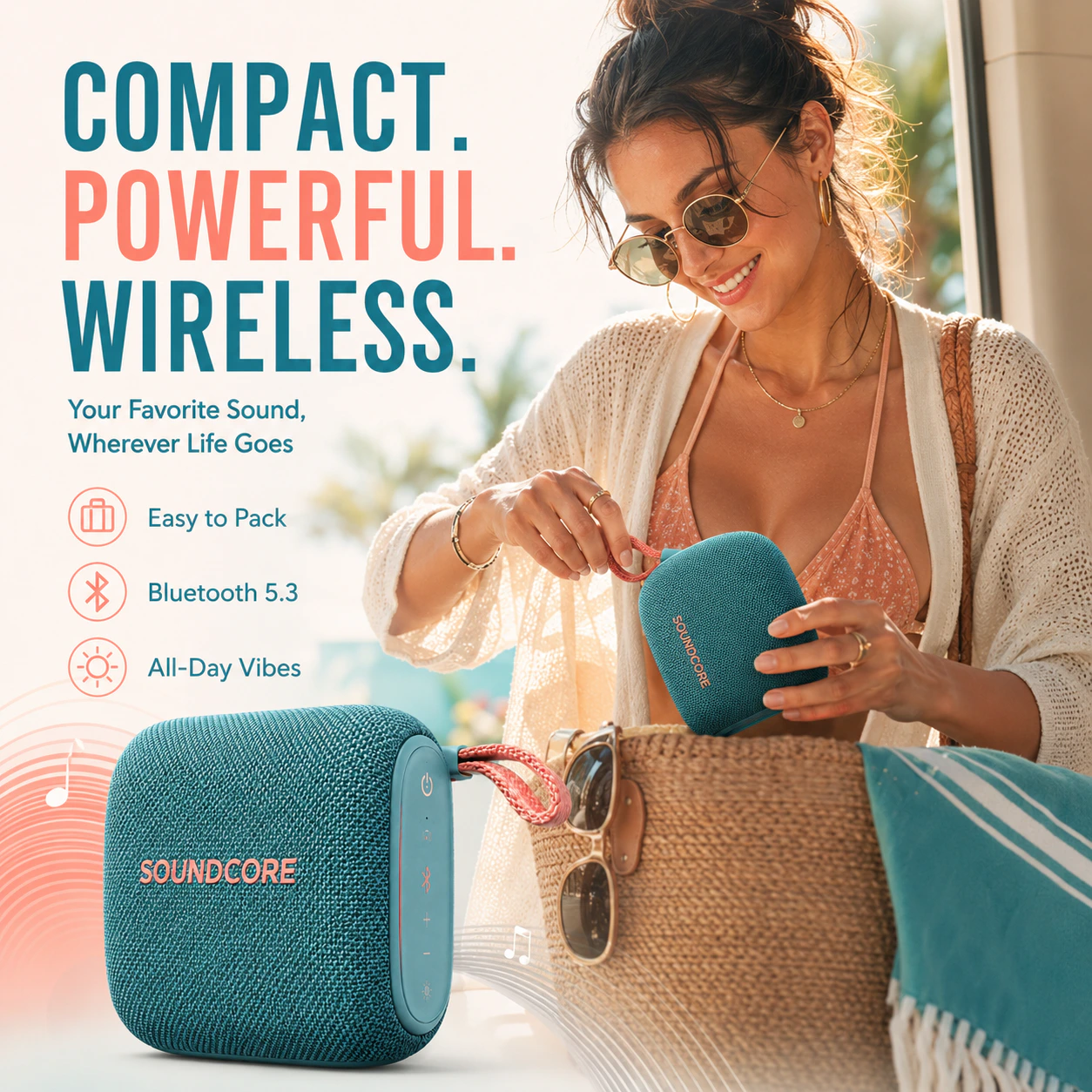 COMPACT & WIRELESS 蓝牙音箱功能主图