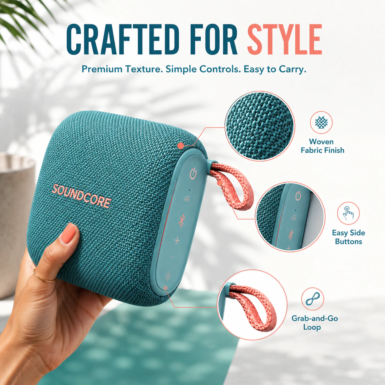 CRAFTED FOR STYLE 蓝牙音箱功能主图