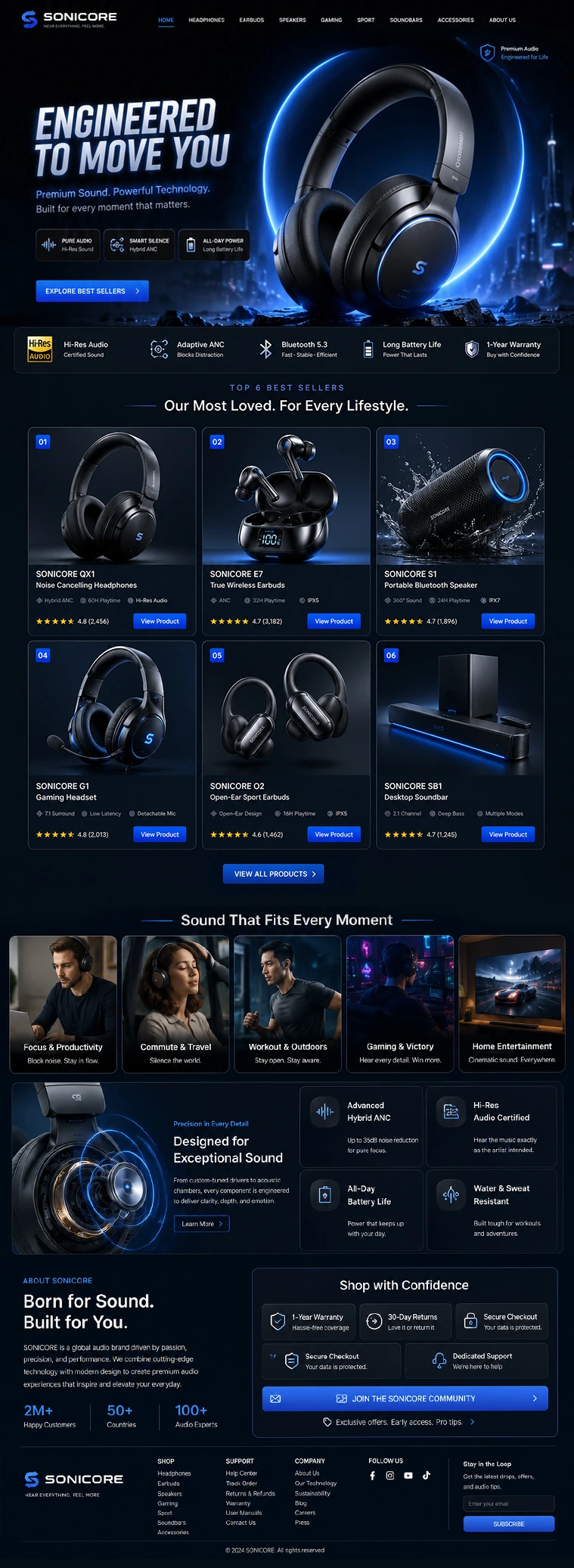 SONICORE PREMIUM AUDIO 旗舰店首页设计